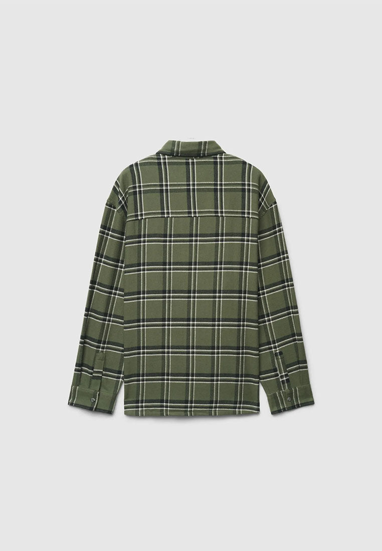 Men's Long-sleeved checked shirt with chest pocket