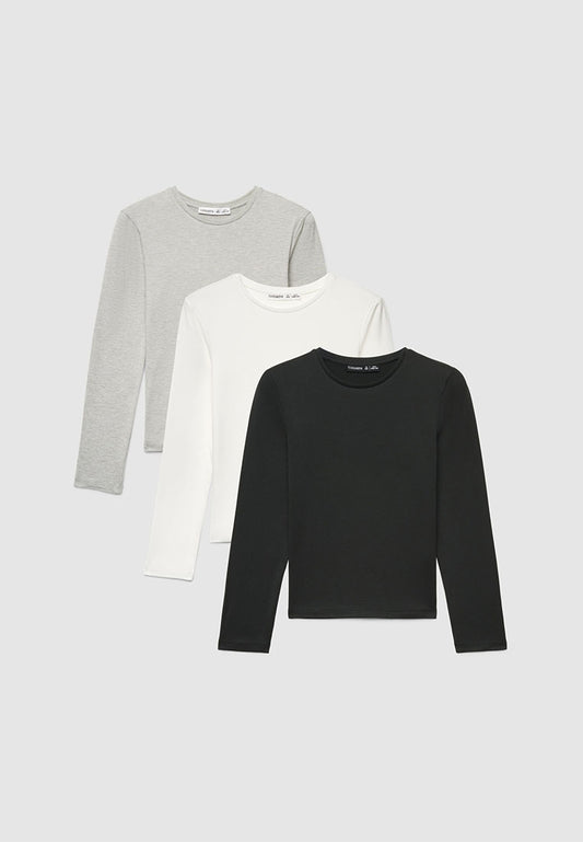 Kids' Essential Crew Neck Tees ( Pack of 3) for Girls