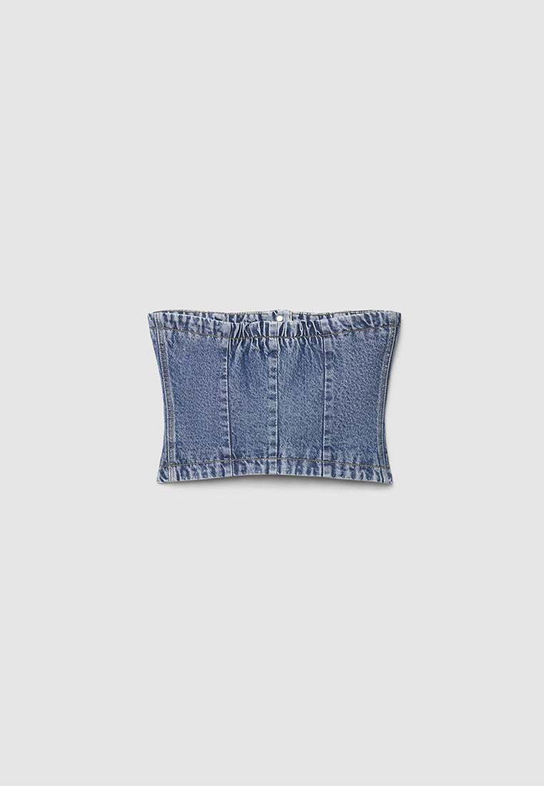Women's Denim Bandeau Top with Buttons
