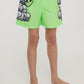 Graffiti Alien Print Swim Trunks for Boys