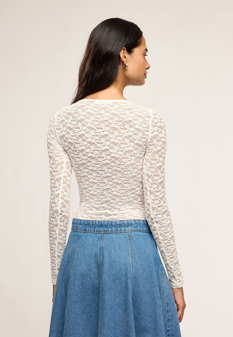 Women's Long-sleeved lace Bodysuit