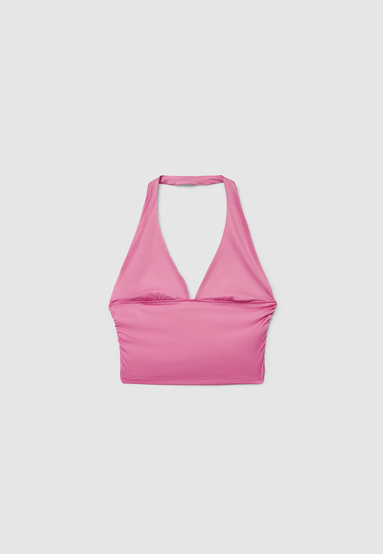 Women's Halter deep V-Neck Crop Top