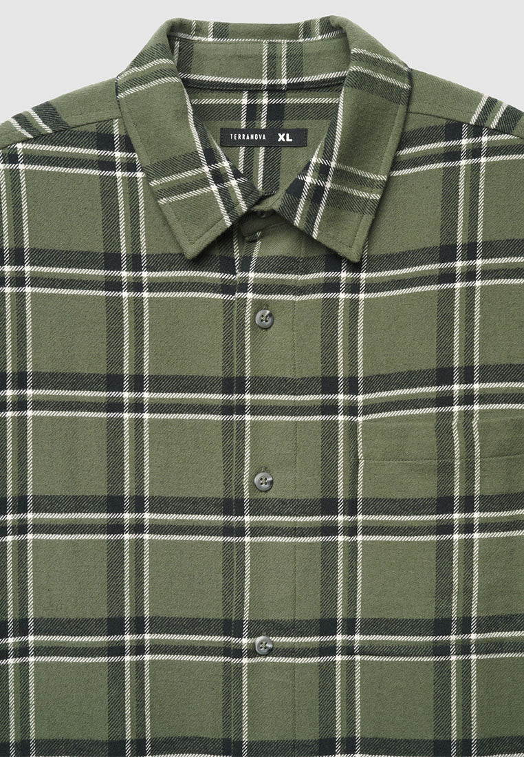 Men's Long-sleeved checked shirt with chest pocket