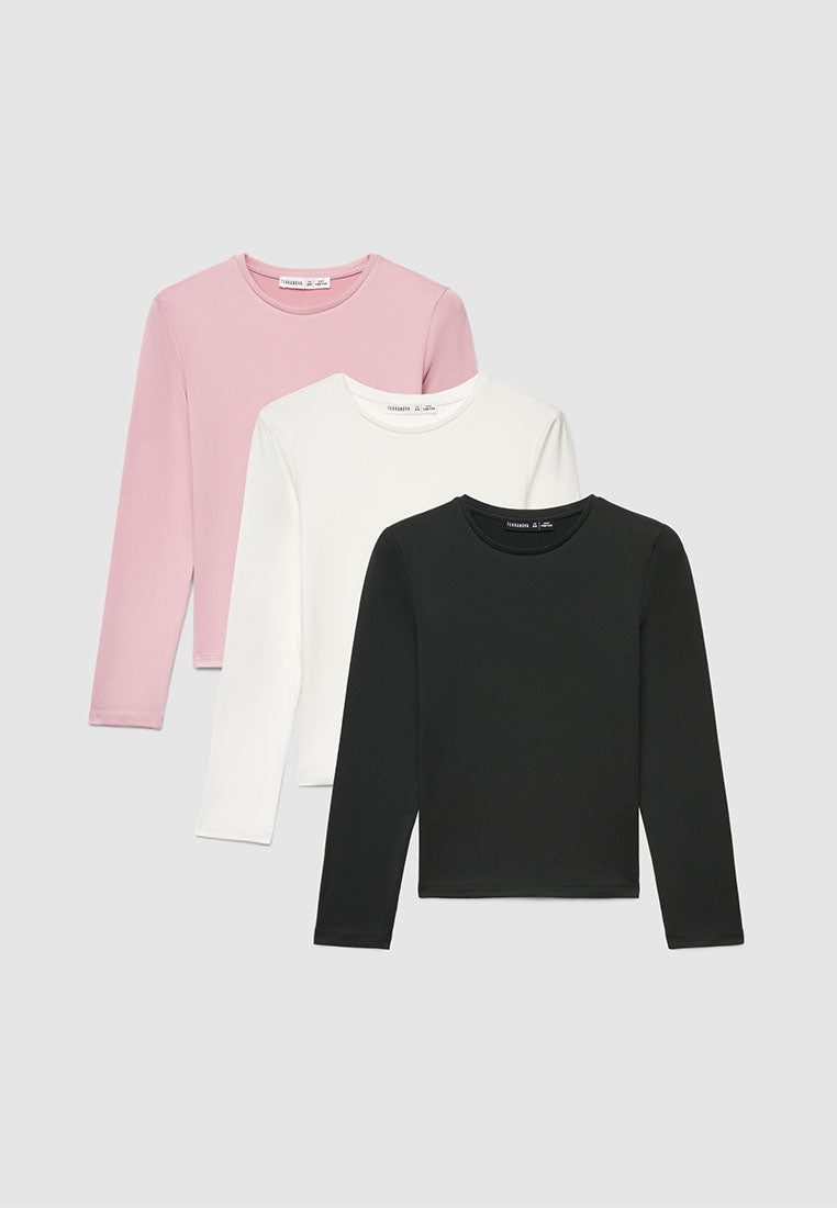 Kids' Essential Crew Neck Tees ( Pack of 3) for Girls