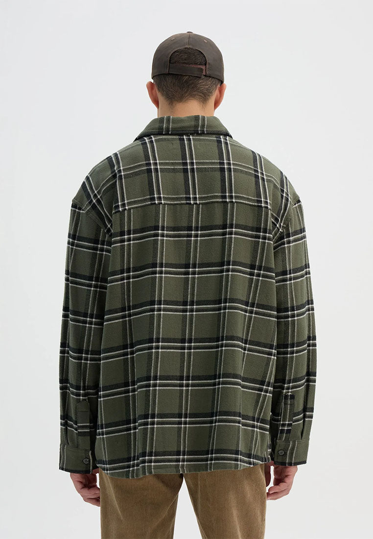 Men's Long-sleeved checked shirt with chest pocket
