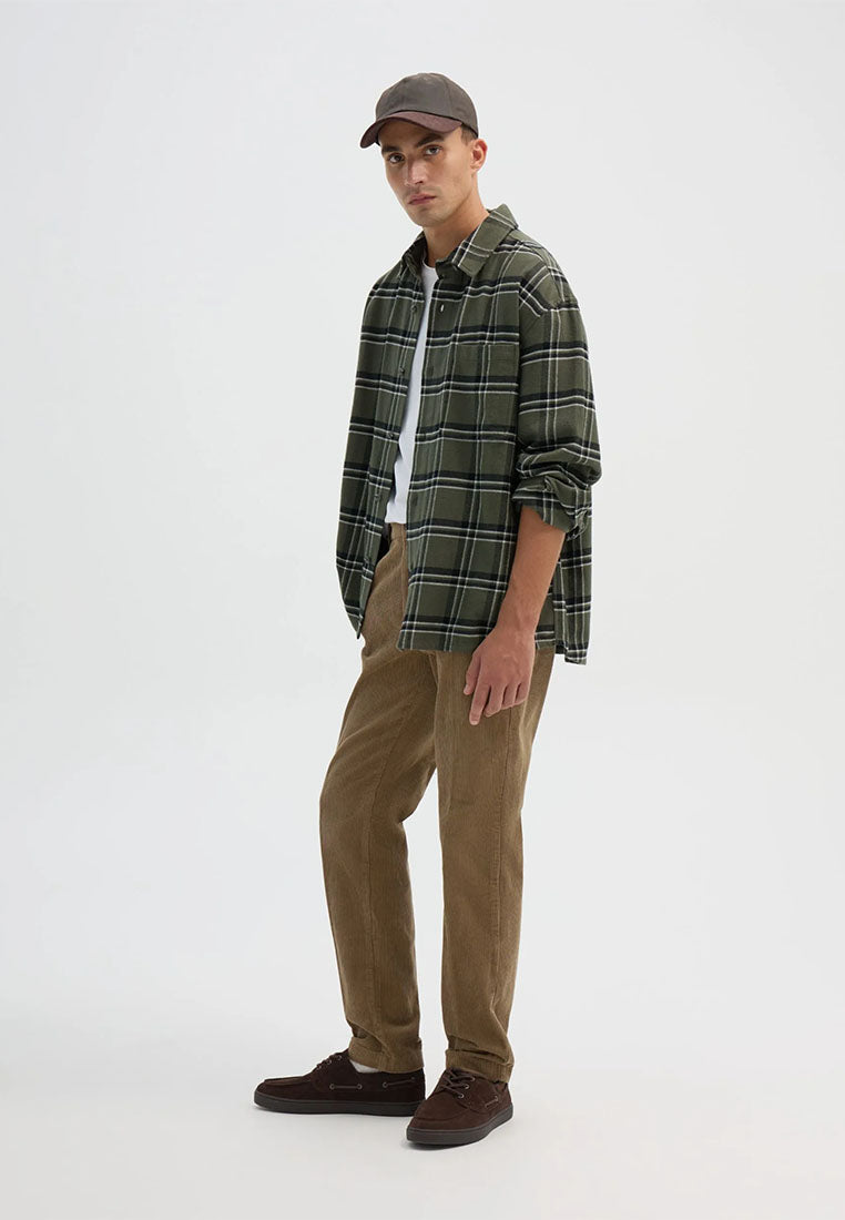 Men's Long-sleeved checked shirt with chest pocket