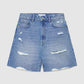 Women's Ripped Denim Bermuda Shorts