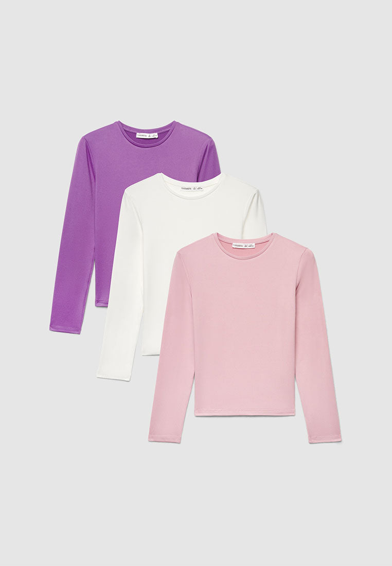 Kids' Essential Crew Neck Tees ( Pack of 3) for Girls