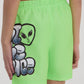 Graffiti Alien Print Swim Trunks for Boys