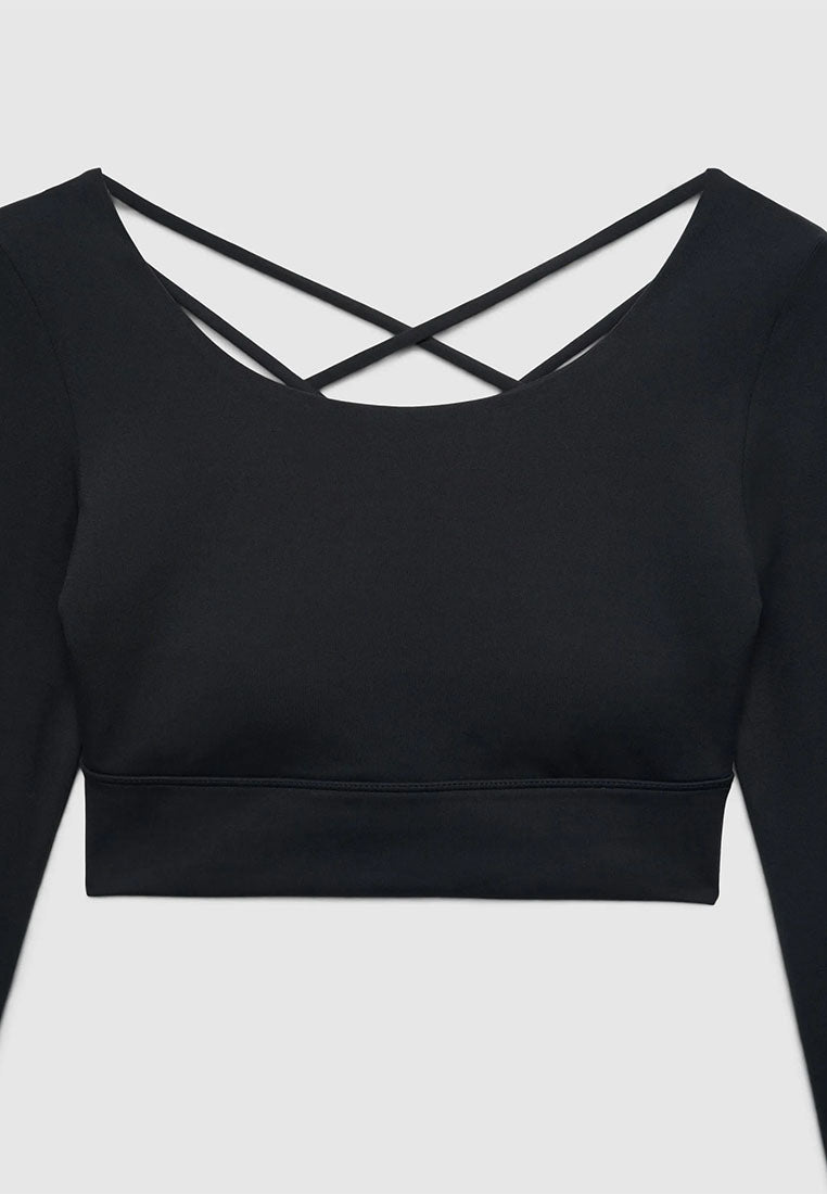 Women's Long-Sleeve Strappy Active Crop Top