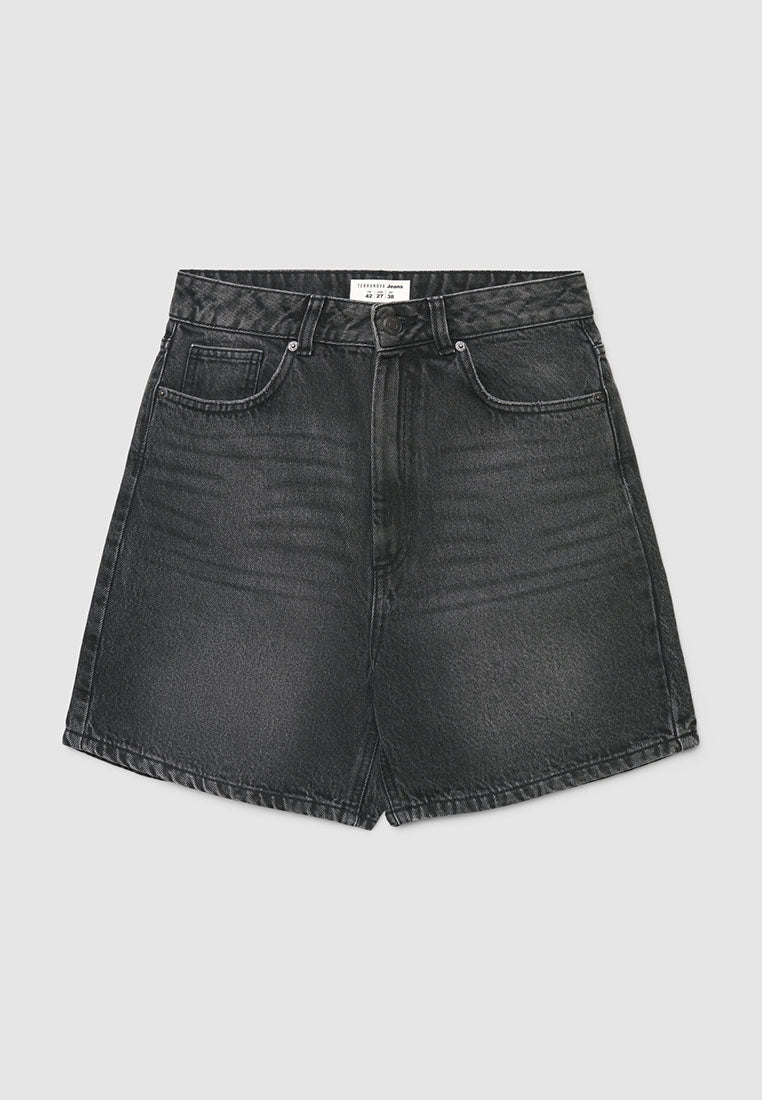 Women's Washed High-Waist Denim Shorts
