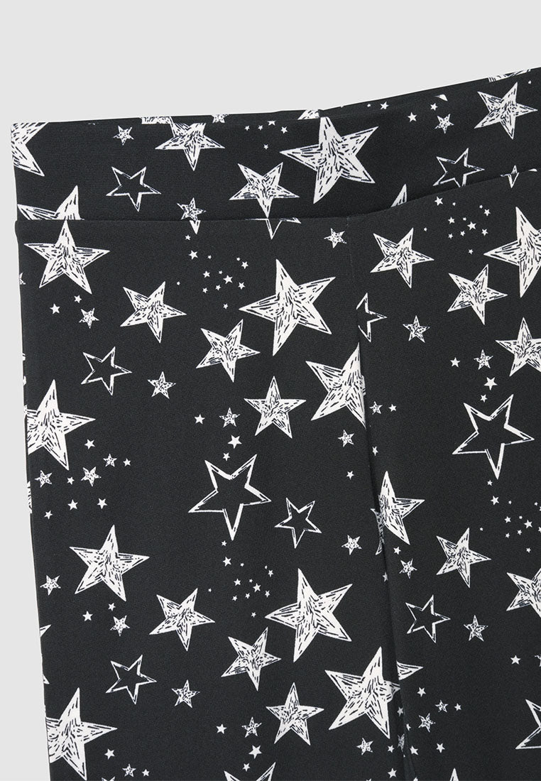 All-Over Star Patterned Flared Leggings
