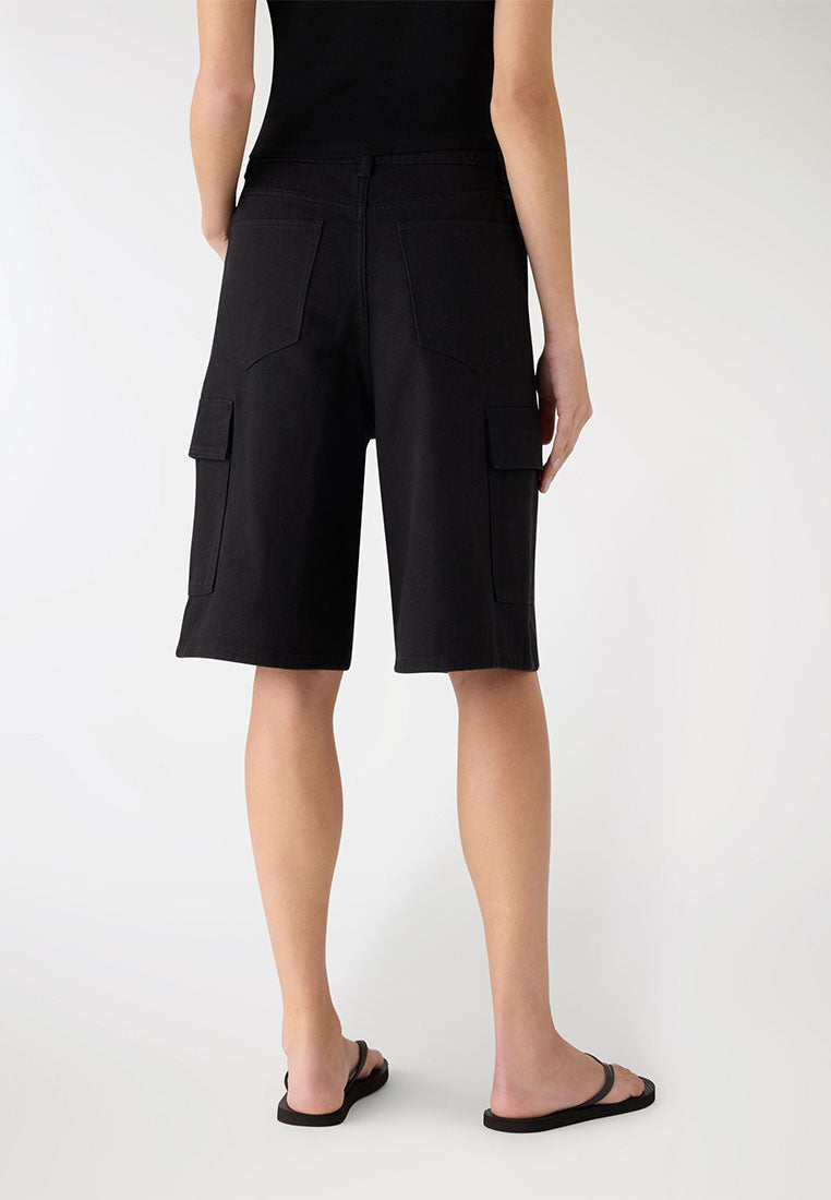 Women's Above the Knee Wide Shorts with 6 Pocket