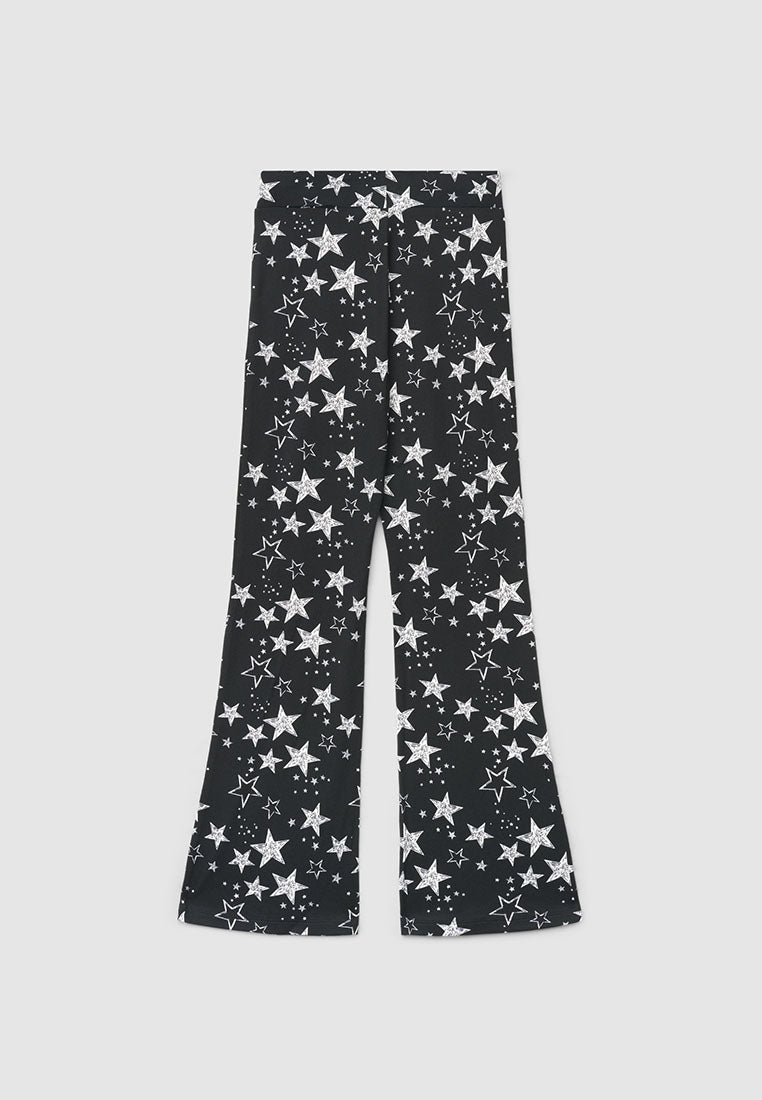 All-Over Star Patterned Flared Leggings