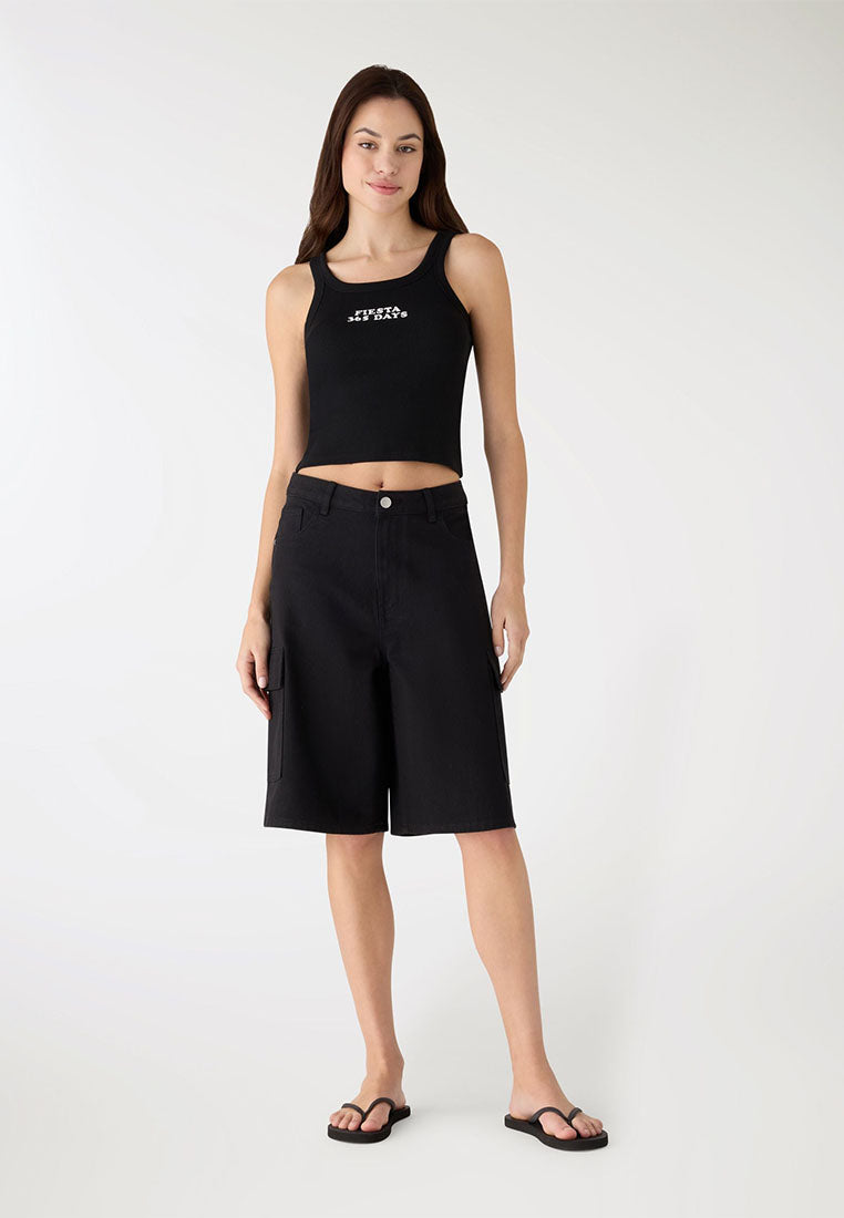 Women's Above the Knee Wide Shorts with 6 Pocket