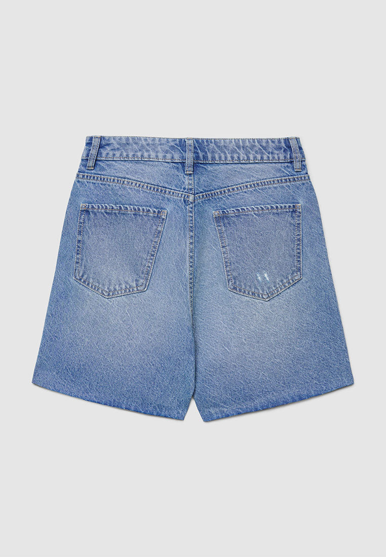 Women's Ripped Denim Bermuda Shorts