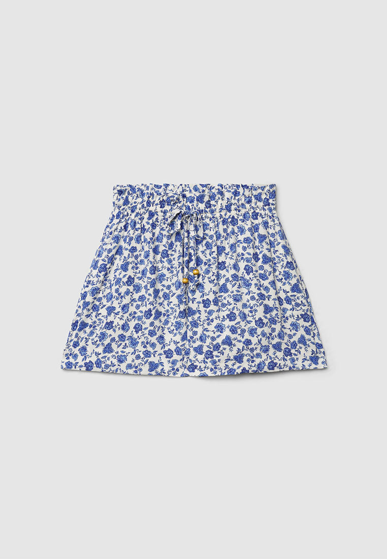 Women's Garterized Floral Shorts