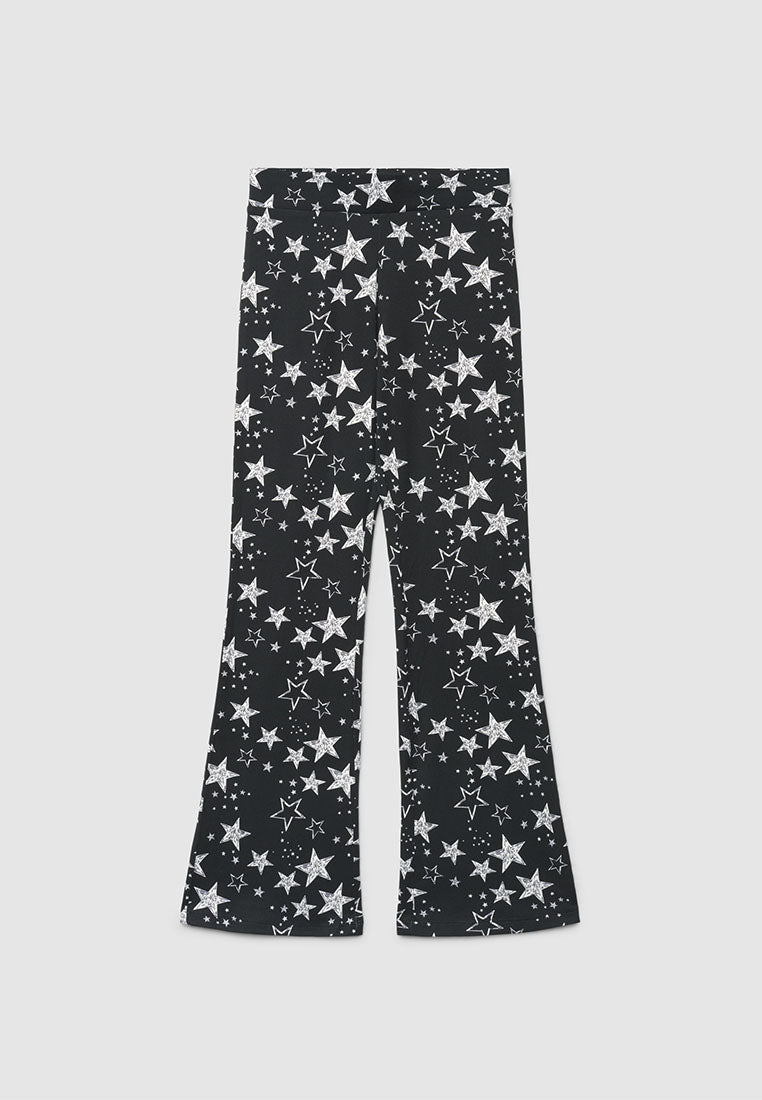 All-Over Star Patterned Flared Leggings