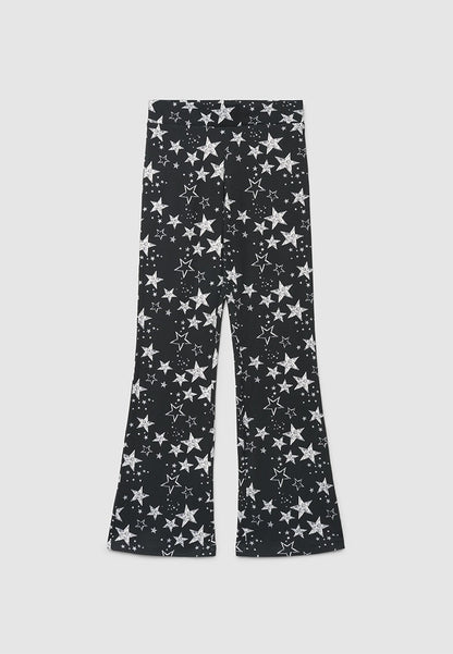 All-Over Star Patterned Flared Leggings