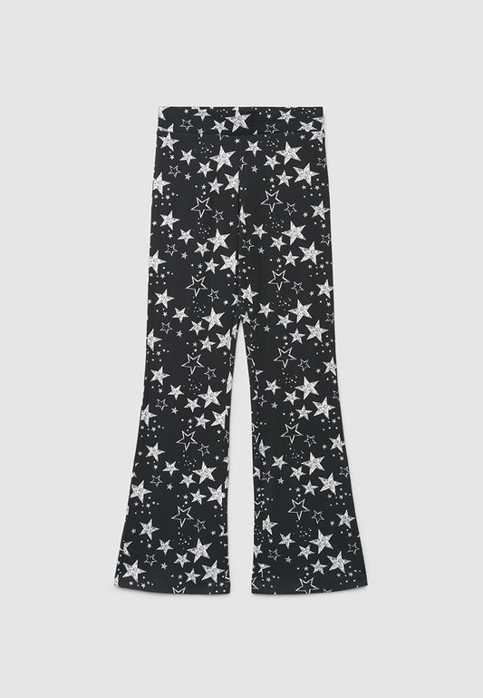 All-Over Star Patterned Flared Leggings