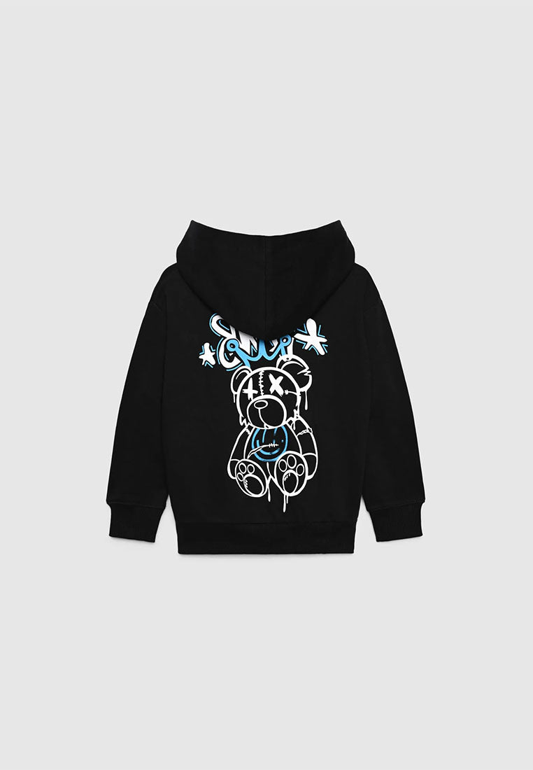 Hooded zip-up sweatshirt with bear print for Boys