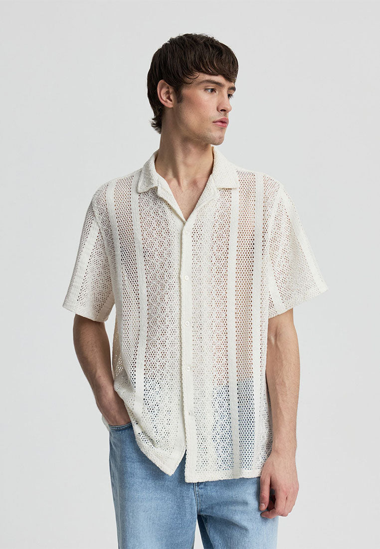 Men's Crochet Bowling Shirt