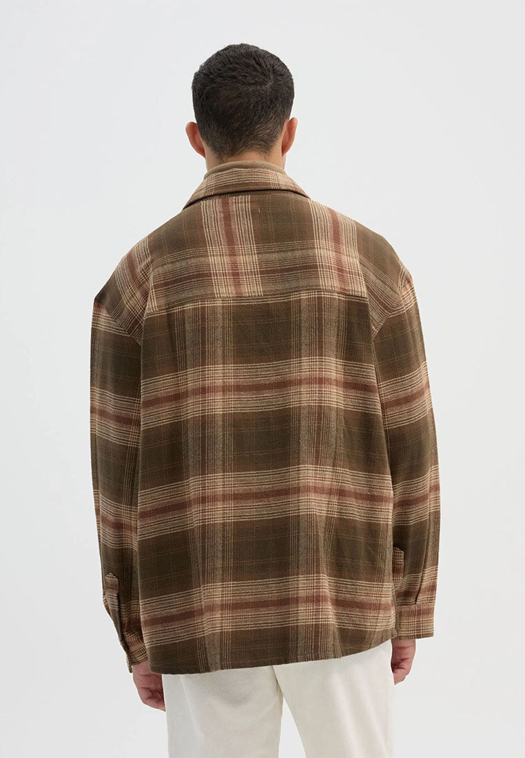 Men's Long-sleeved checked shirt with chest pocket