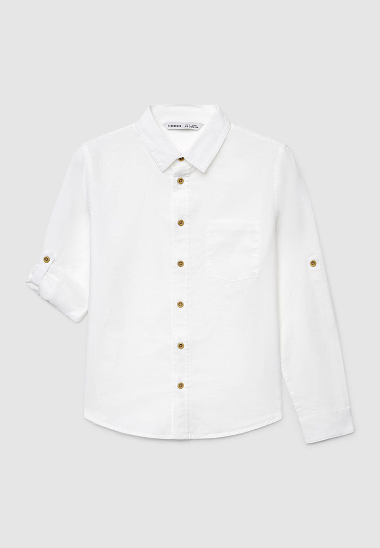 Linen-Blend Roll-Sleeves Polo Shirt for Boys