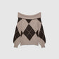Women's Off-the-shoulder diamond-patterned top
