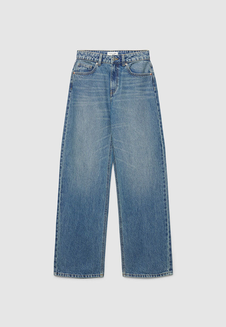 Women's Wide Leg Mid-Wash Denim Jeans