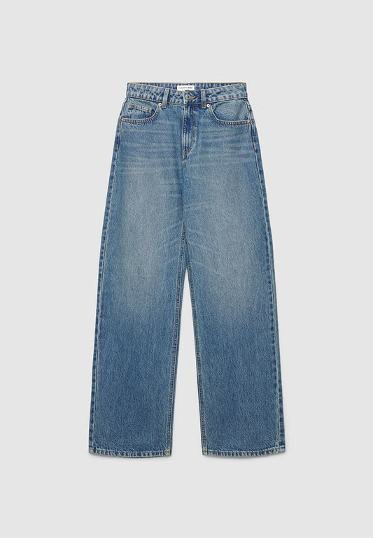 Women's Wide Leg Mid-Wash Denim Jeans