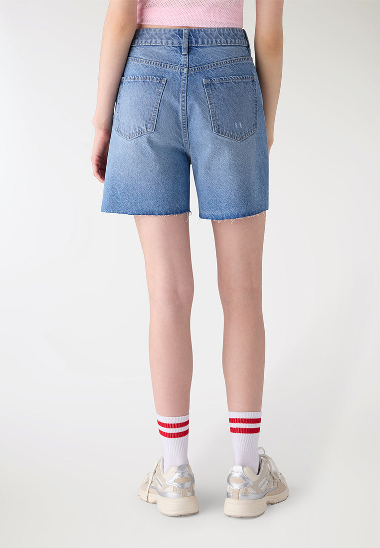 Women's Ripped Denim Bermuda Shorts