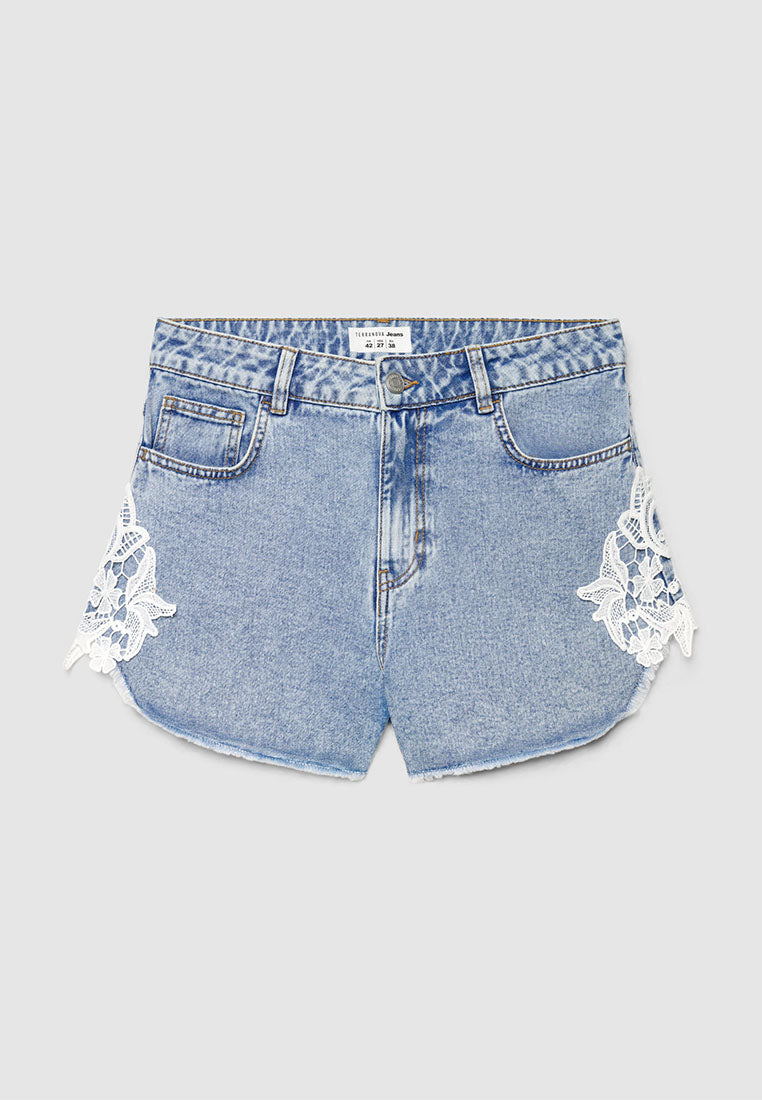 Women's Macramé Denim Shorts