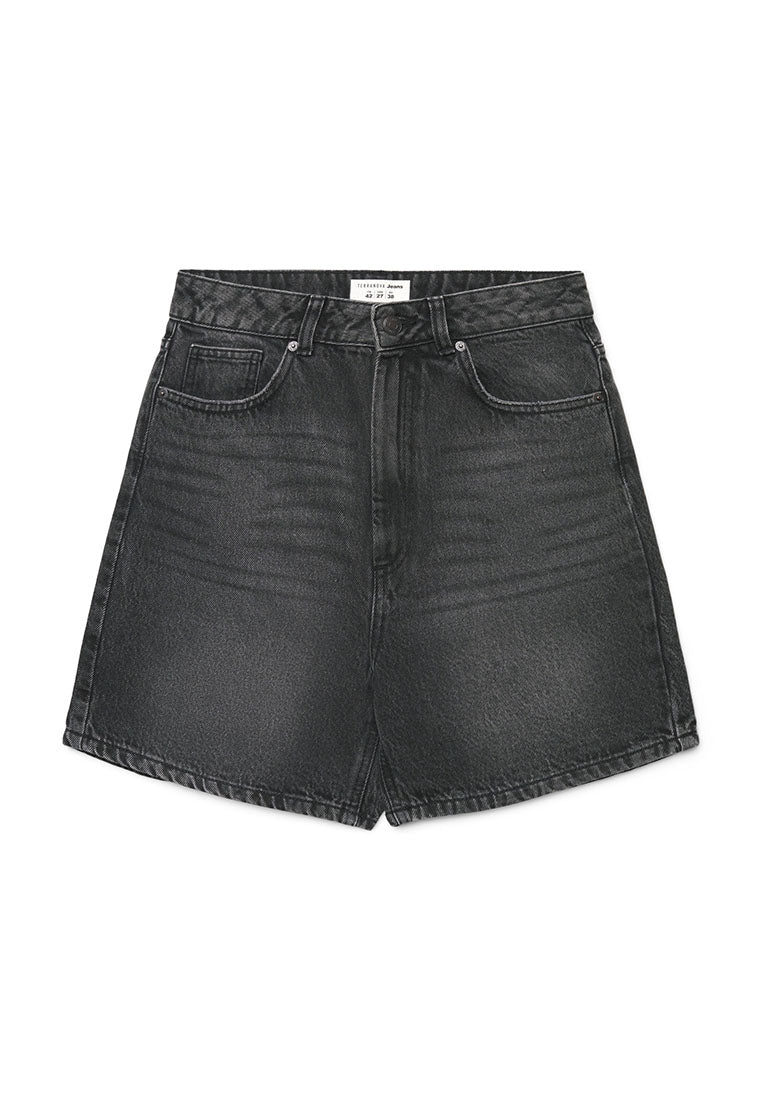 Women's Washed High-Waist Denim Shorts