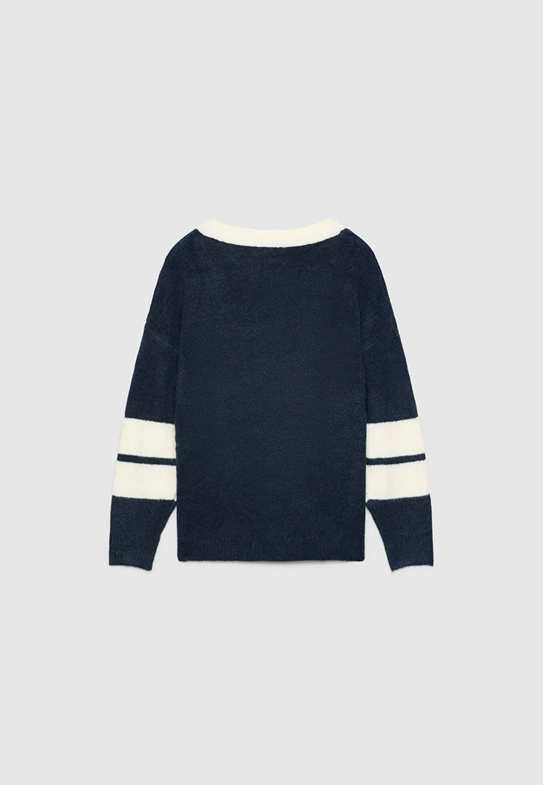 Women's Inlaid Number V-neck Sweater