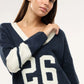 Women's Inlaid Number V-neck Sweater