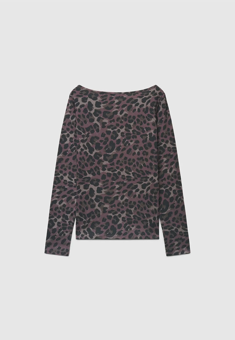 Women's Long-sleeved animalier V-neck T-shirt