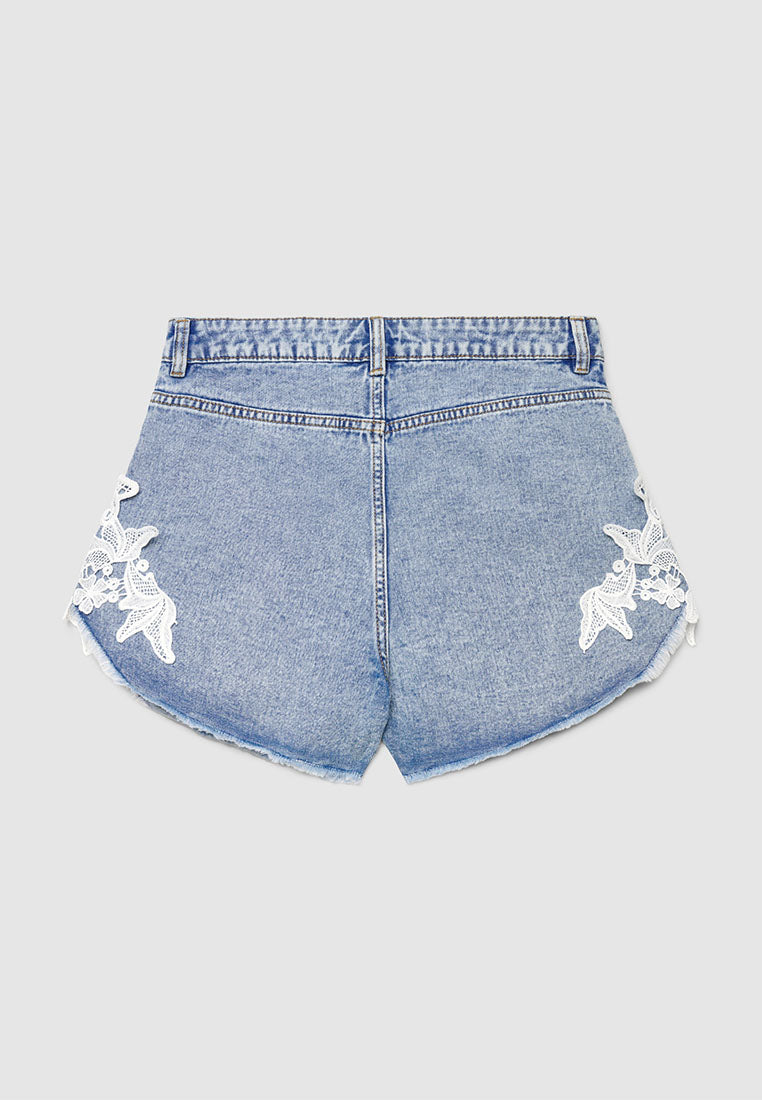 Women's Macramé Denim Shorts