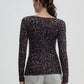 Women's Long-sleeved animalier V-neck T-shirt