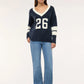 Women's Inlaid Number V-neck Sweater
