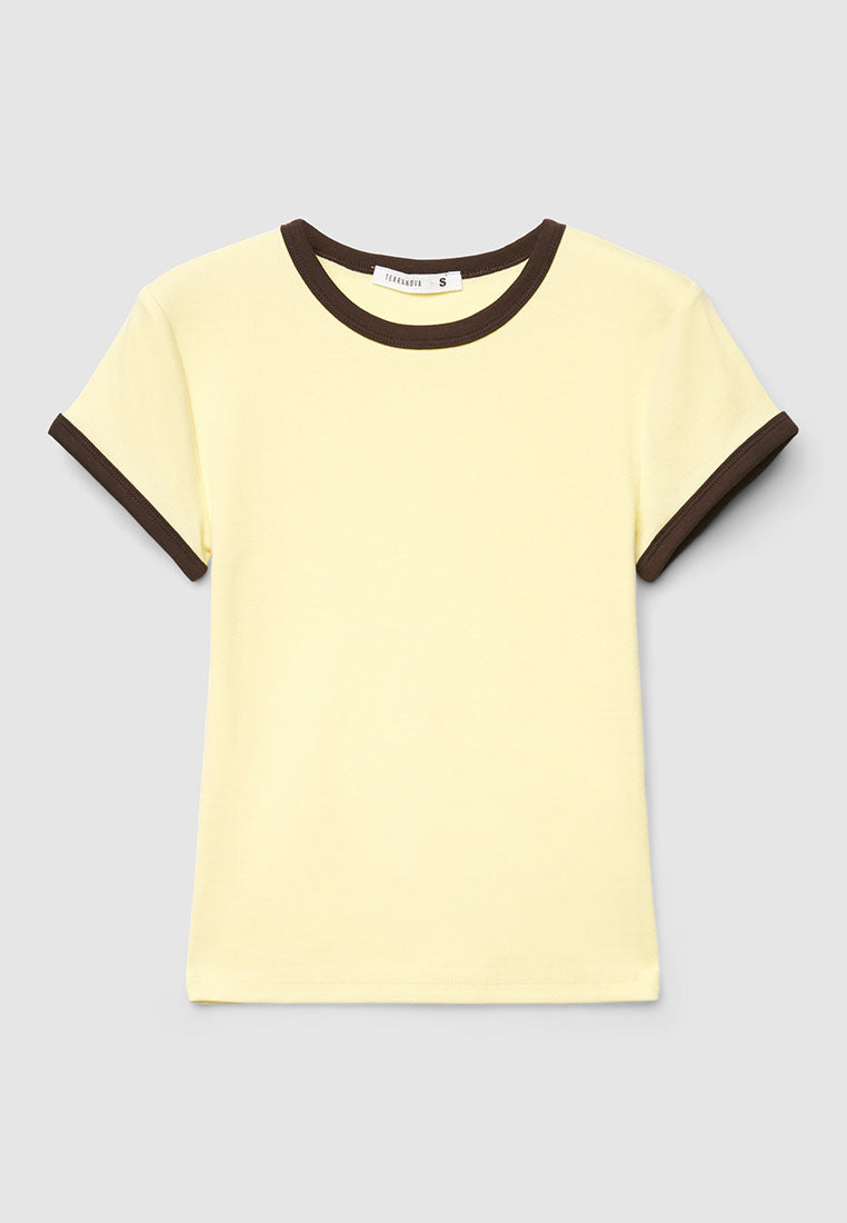 Women's Contrast Trim Crop T-Shirt