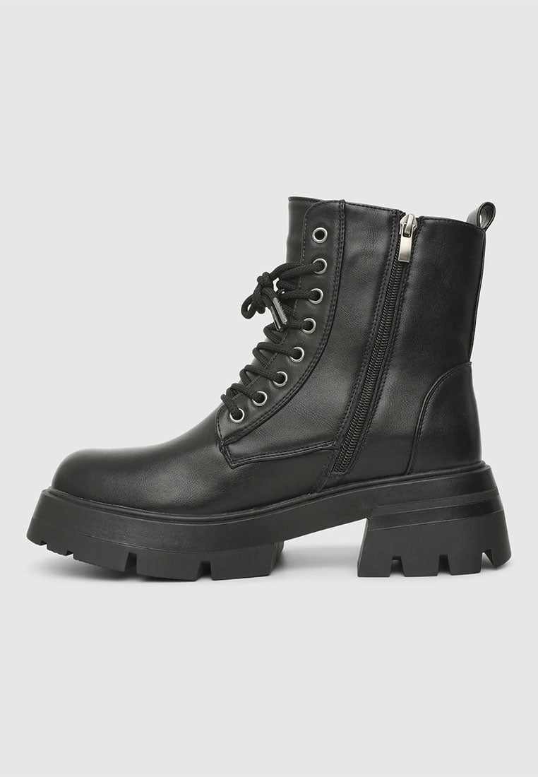 Women's Lace-up boots with side-zip