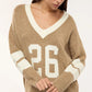Women's Inlaid Number V-neck Sweater