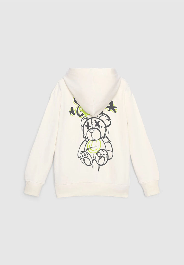 Hooded zip-up sweatshirt with bear print for Boys