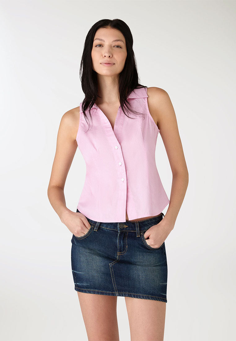 Women's Sleeveless Striped Shirt