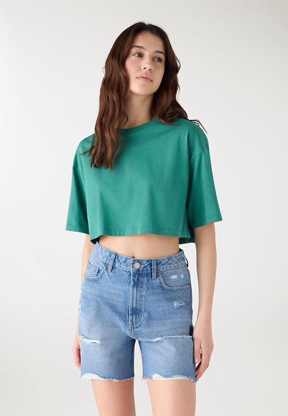 Solid Colour Crop Top T-shirt