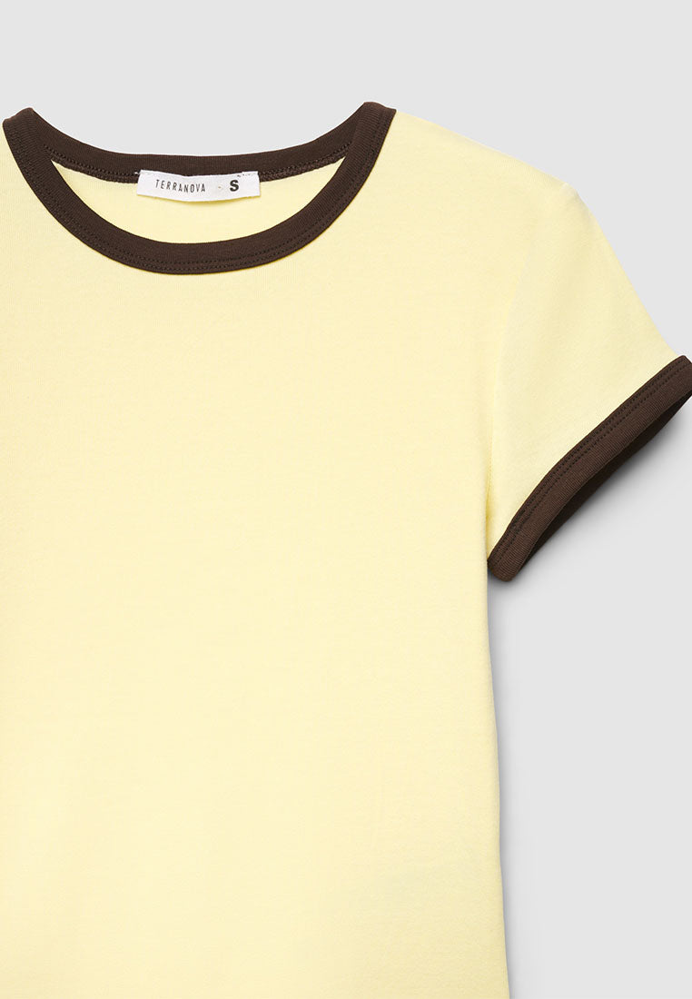 Women's Contrast Trim Crop T-Shirt