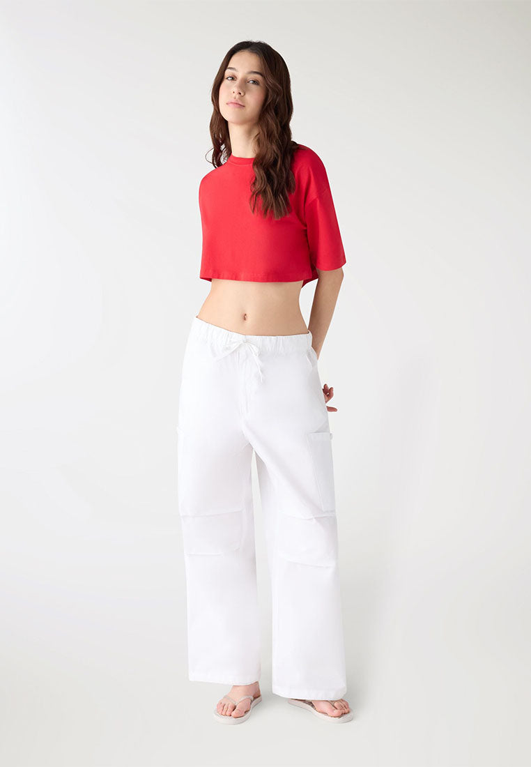 Solid Colour Crop Top T-shirt