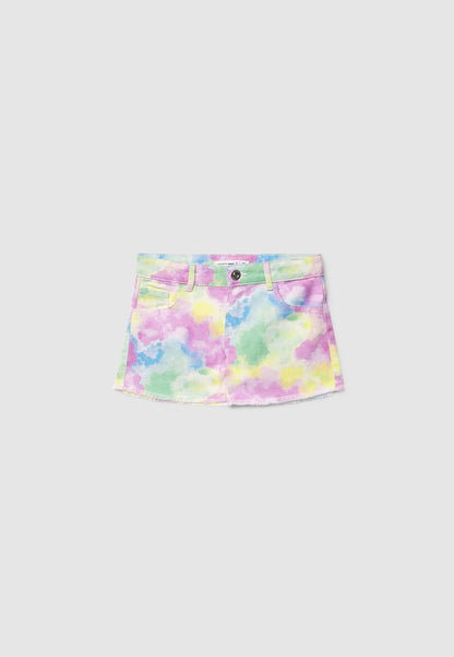 Tie-Dye Print Denim Shorts for Girls