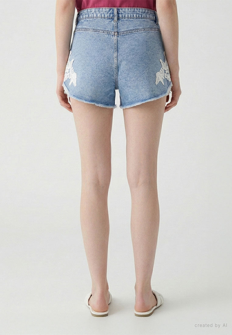 Women's Macramé Denim Shorts